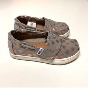 TOMS grey and rose gold cotton sneakers